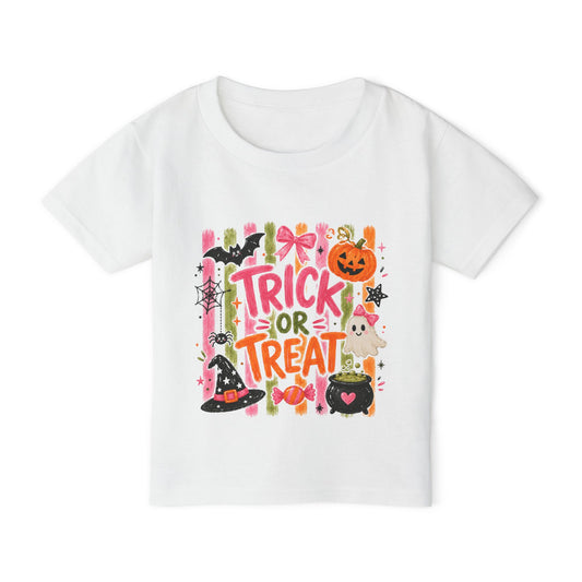 Toddler Halloween T‑Shirt — “Trick or Treat” Cute Pumpkin & Candy Design