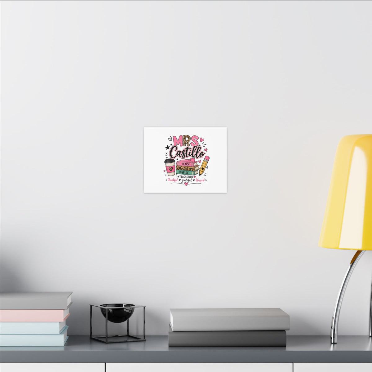 Personalized Teacher Canvas Print — "Mrs. Castillo" Cute Pink Teacher Life Decor