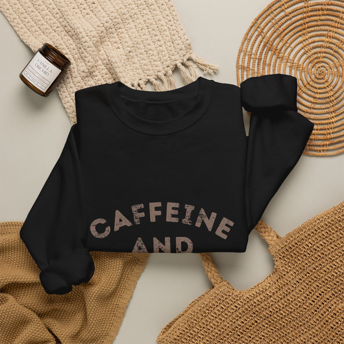 Caffeine and Kindness Crewneck Sweatshirt – Brew-tiful Blend Coffee Quote