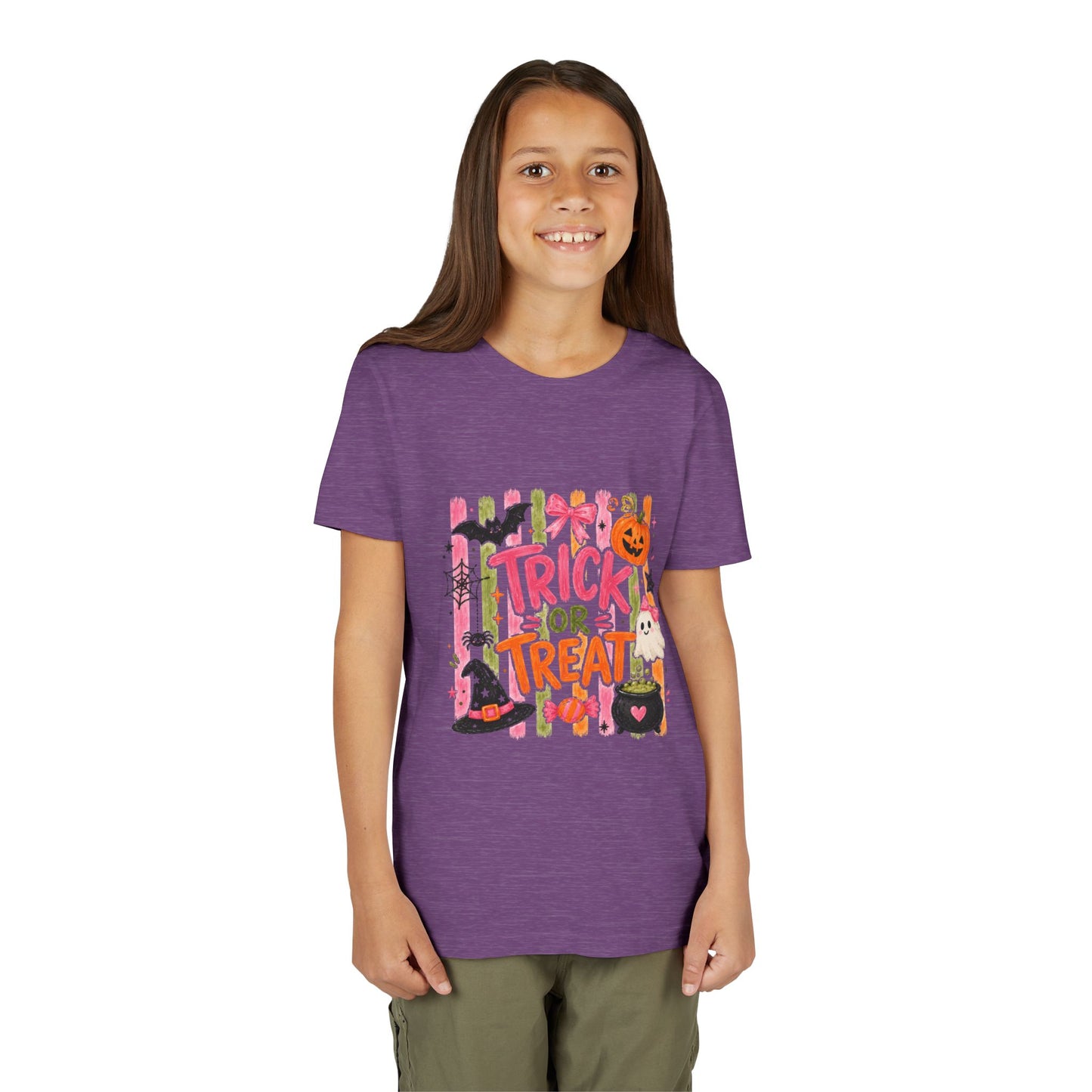 Trick or Treat Kids' Tee — Cute Halloween Pumpkin, Witch Hat & Candy Design