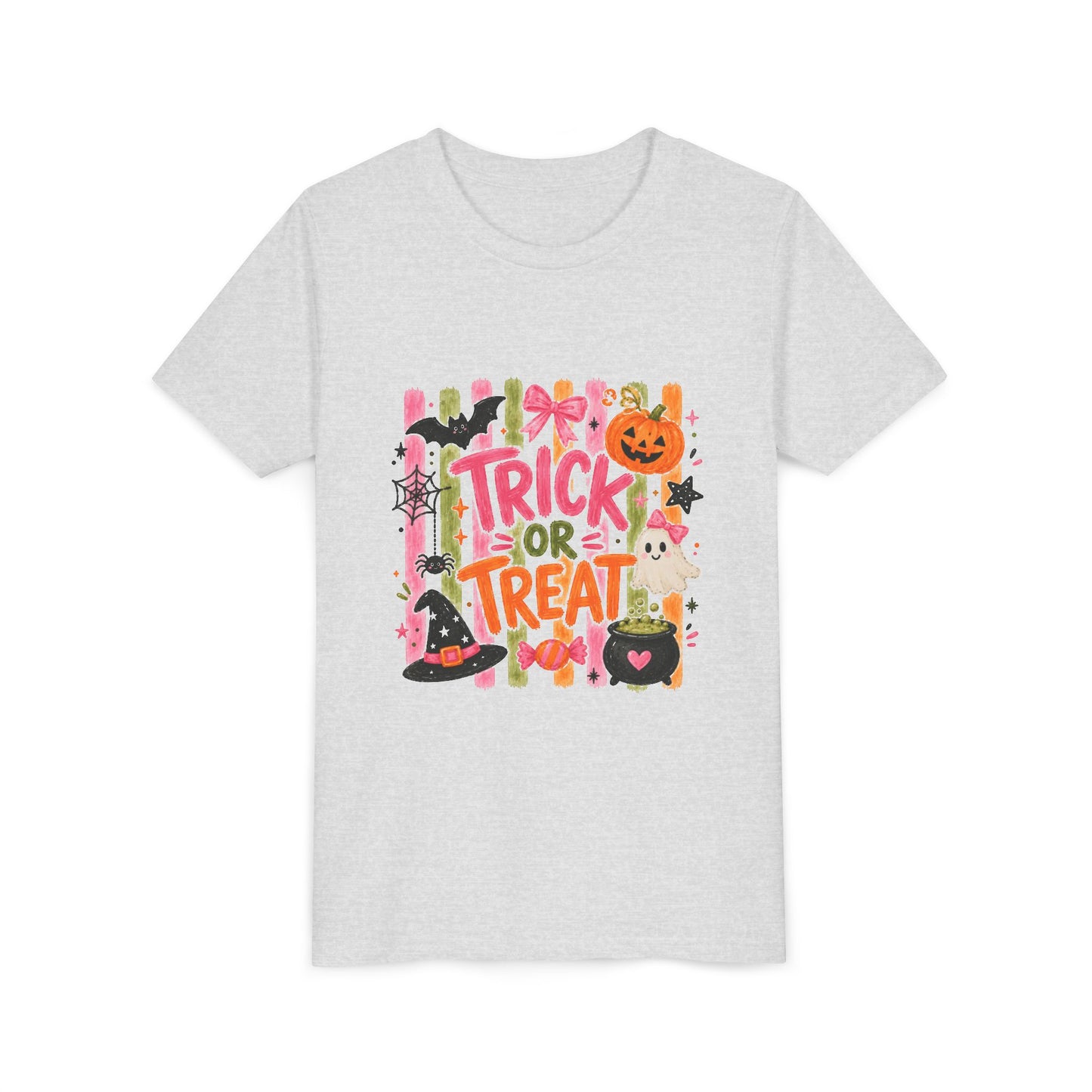 Trick or Treat Kids' Tee — Cute Halloween Pumpkin, Witch Hat & Candy Design