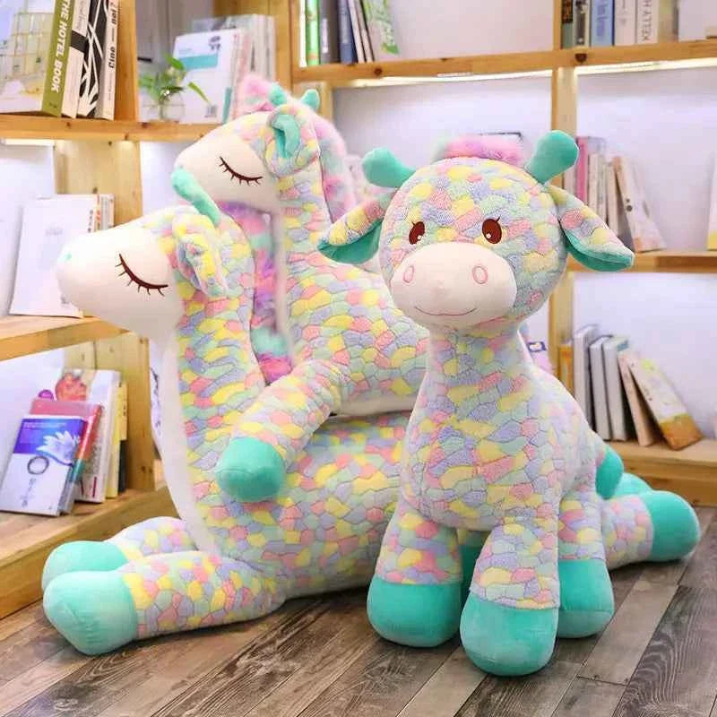BGK ---Kawaii Rainbow Sika Deer Plush Toy – Cute Giant Deer Stuffed Animal Pillow