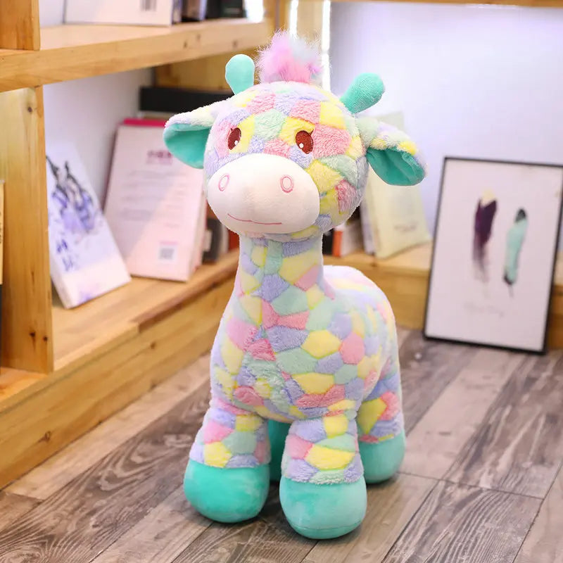 BGK ---Kawaii Rainbow Sika Deer Plush Toy – Cute Giant Deer Stuffed Animal Pillow