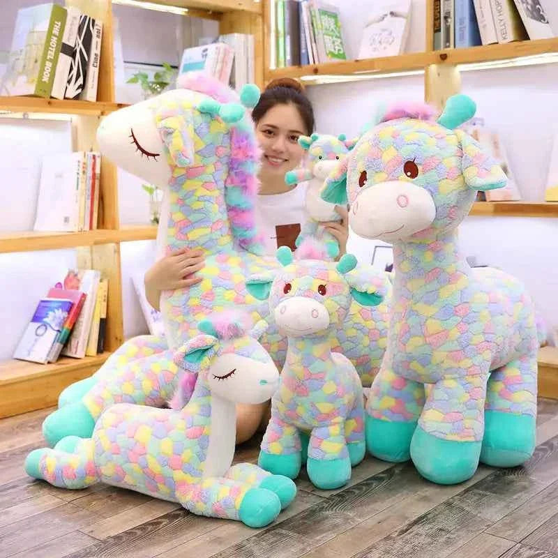 BGK ---Kawaii Rainbow Sika Deer Plush Toy – Cute Giant Deer Stuffed Animal Pillow