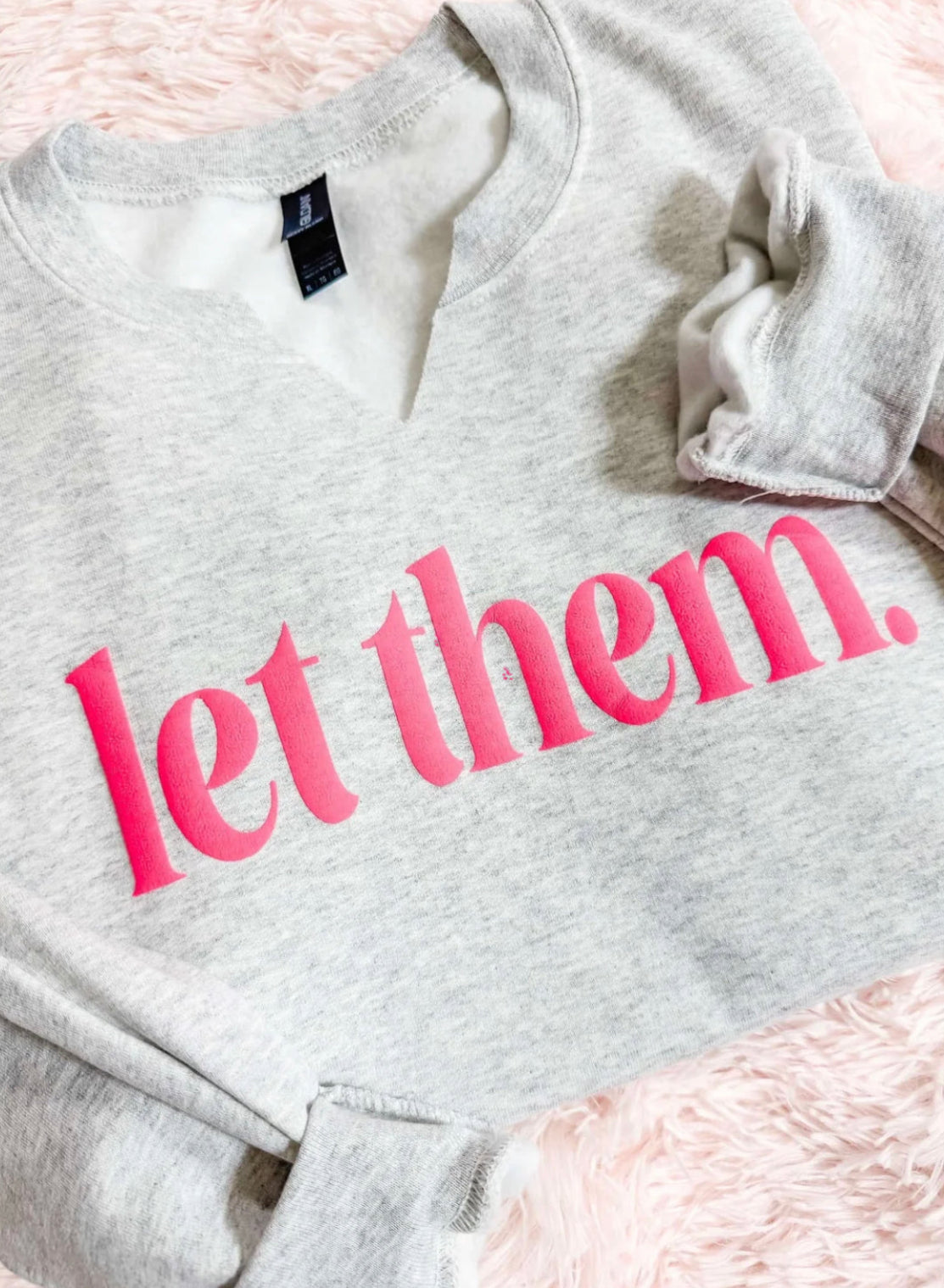 Let Them  V-Neck Puff Sweatshirt
