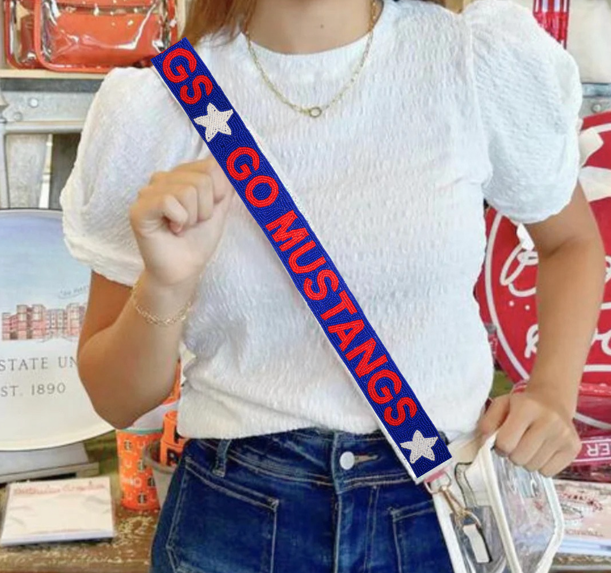 SMU Mustangs Beaded Purse Strap | Pony Up Game Day Bag Strap