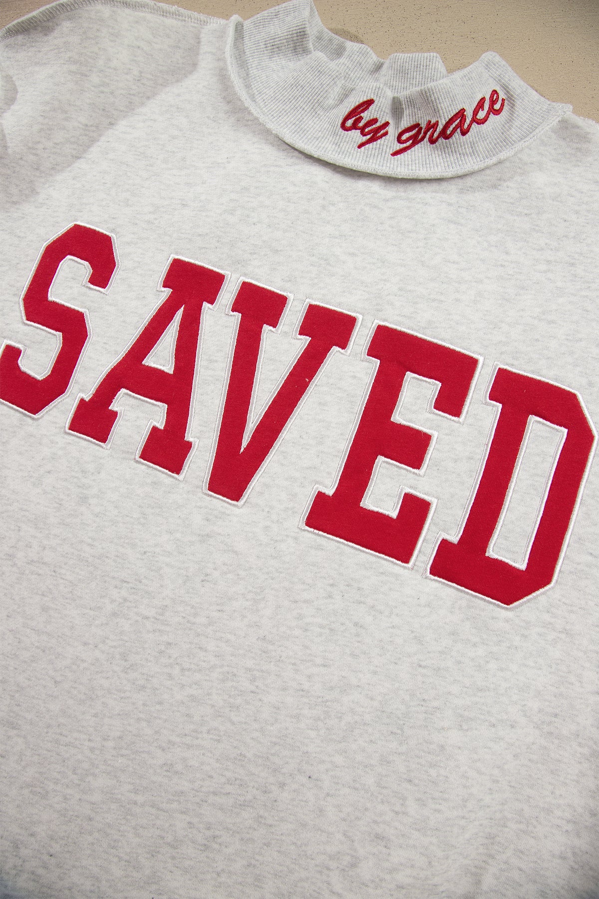 Saved By Grace -- With Embroidered Detail